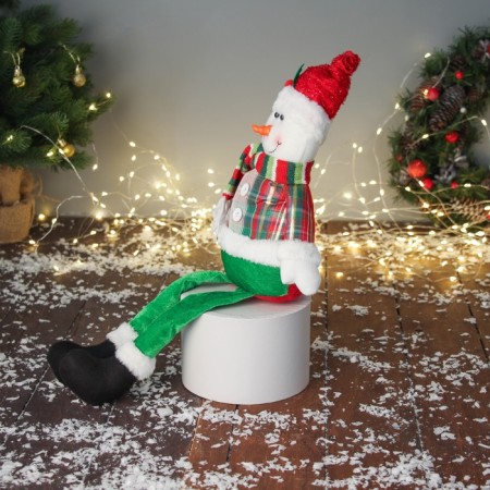 Soft toy "A snowman with buttons, long legs" 44x20 cm, red-green-3