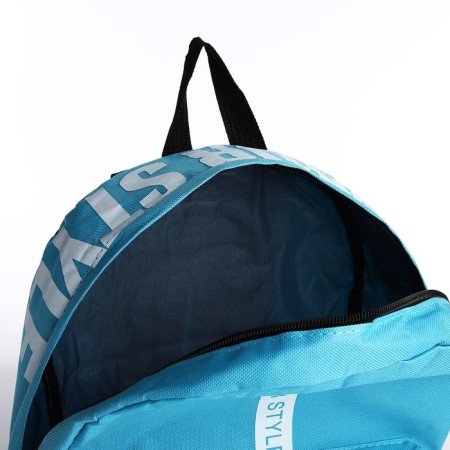 A backpack with a zipper, an outer pocket, 2 side pockets, blue color-5