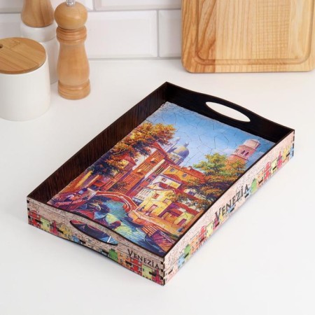 Tray with handles "Venice", wooden, 30x20x4.5cm-1