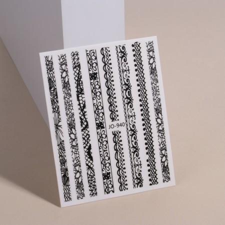 Nail stickers "lace composition", black color
