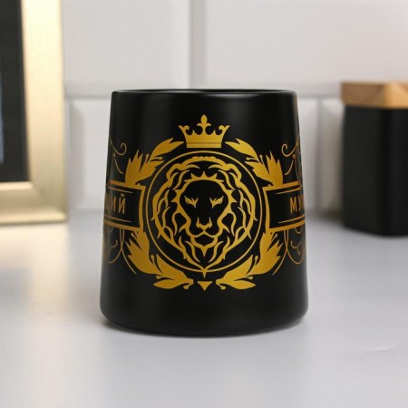 Ceramic mug "Real man", 380 ml, black color-1