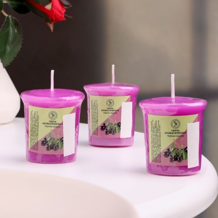 Aromatic candle "Black Cherry", black cherry, set 5x4.5 cm, 3 pcs-3