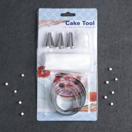 Set of confectionery "Lorien", 10 items: baking form 5 pcs "Circle", 3 nozzles, adapter, bag-2
