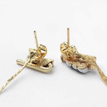 New Year! Earrings "New Year" hanging, Santa Claus, colored in gold-5