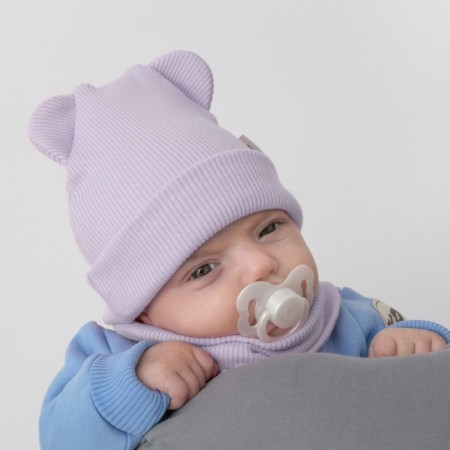Kinderlitto Piccolino Kinderlitto kit, 2 items: hat, snood, age 3-6 months, color Lilac-2