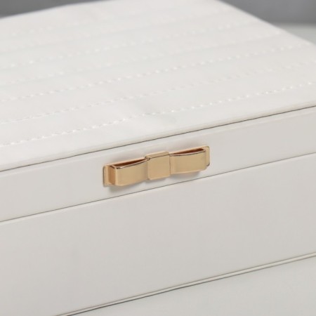 The casket to the leatherette for jewelry "Sleepy. Strips. Bant" White 17x24x7 cm-1
