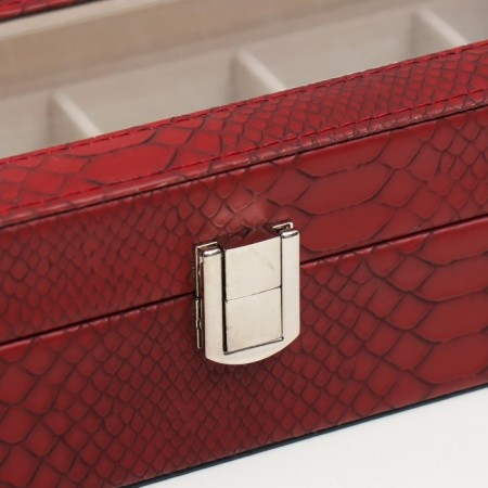 The casket to the leatherette to the clock 6 departments "burgundy python with veins" 11x31x7.5 cm-1