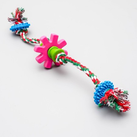 Cable toy with chewing elements "gears", up to 34 cm, up to 100 g, mix of flowers-1