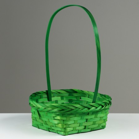 A set of wicker baskets, D19x9/32 cm, d22x9.5/34 cm, d25x10/36 cm, 3pcs, green, bamboo-2
