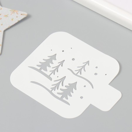 Plastic stencil "Winter Forest", size 9x9 cm-1