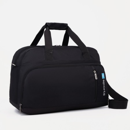 Sports bag with lightning, 2 external pockets, average size, black color