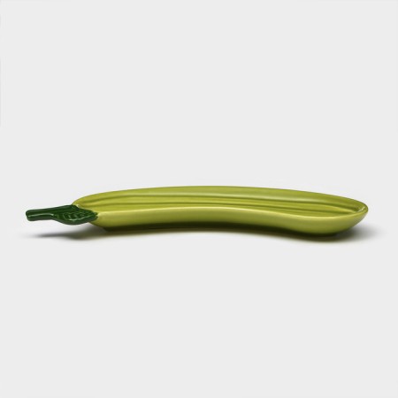 Ceramic "zucchini" plate, flat, green, 28.5 cm, 1 variety, Iran-2