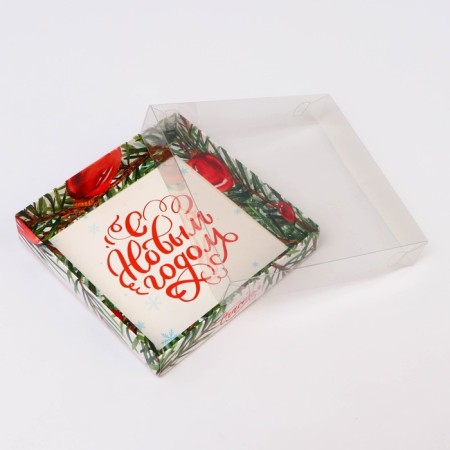 Confectionery packaging with PVC Happy New Year cover, 16 x 16 x 3 cm-4