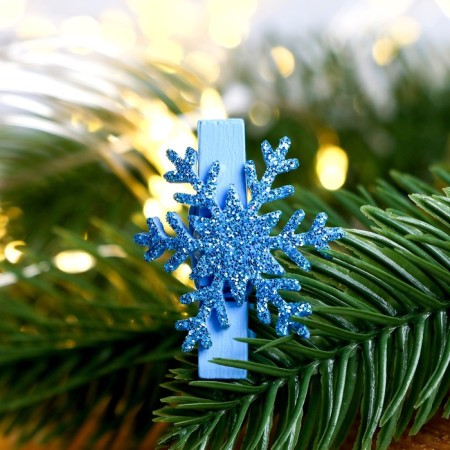 New Year! Brongs for the decor "Snowflakes" are blue, 6 pcs.-7