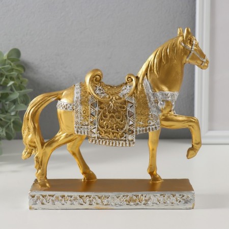 Souvenir Polystone "Golden Horse - Allur" 17.5x19.5x5.4 cm-3
