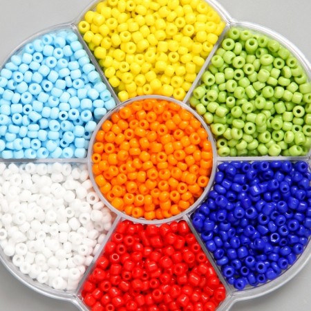 Glass beads 12/0 in the flower "paints" color gloss 7 colors x 8 g 8.2x8.2x2 cm-1