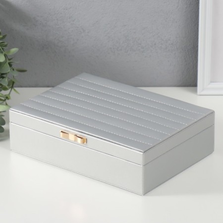 The casket to the leatherette for jewelry "Sleepy. Strips. Bant" silver 17x24x7 cm-3