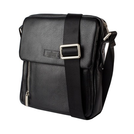 Male bag, lightning department, 2 outer pockets, adjustable belt, black color-1