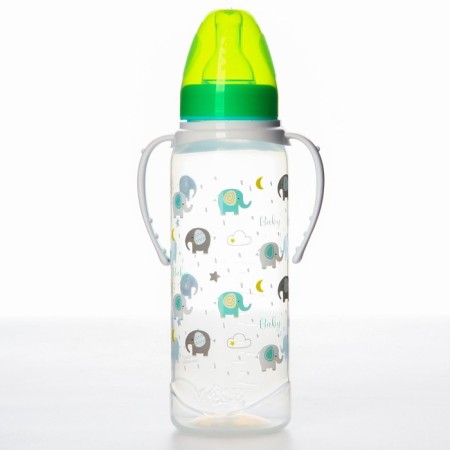 Baby feeding bottle, classic throat, 0 months, 250 ml., Cylinder, with handles-1