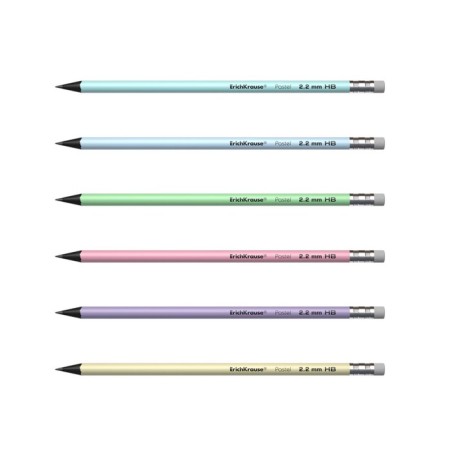 Chernographic pencil with Erichkrause "Pastel", HB, Grifel D = 2.2 mm, plastic, round in a tube, pastel mix-6
