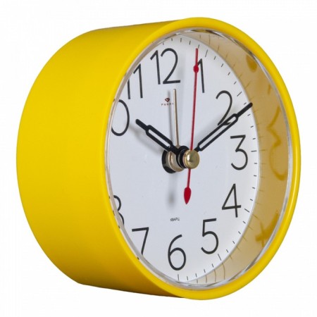 Clock - alarm clock "Classics", discrete move, 8 x 8 cm, yellow-1