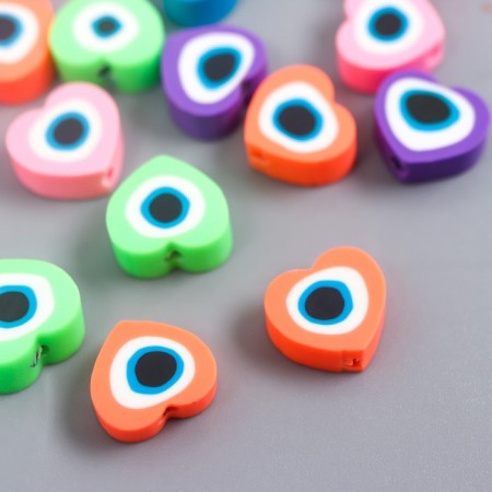 Beads for PVC creativity "Hearts from the evil eye" Color set 25 pcs 0.5x1x1.1 cm-1