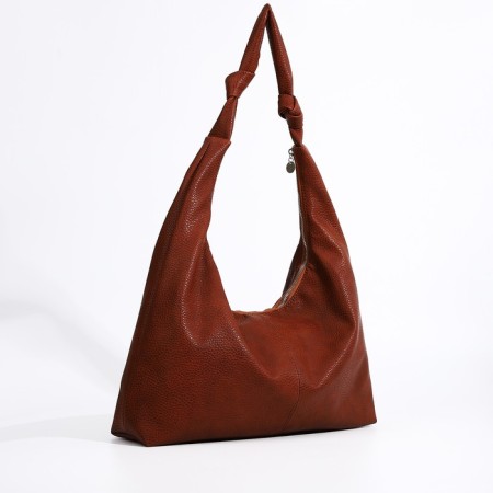 Shopper bag, outer pocket, brown color-3