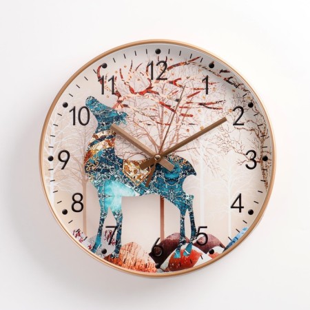 Wall clock, series: interior, "deer", smooth move, d-30 cm, aa