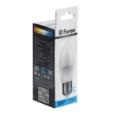 LED LED Feron (7W) 230V E27 6400K C37, LB-97-2