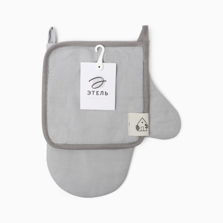 Set of kitchen. Ethel Home col. Light gray, mittens-seizure 18x29 cm, birch 19x19 cm,-5