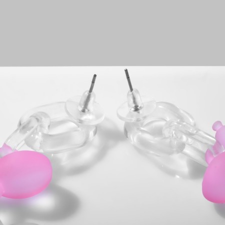 Earrings Plastic "Dog" from a balloon, color pink-blue-1