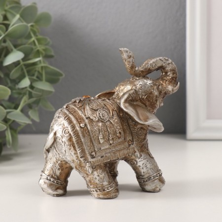 Souvenir Polystone "Seven Elephants in Popons with a magnificent flower" H-10; 9; 8; 7; 6; 5; 4 cm-3