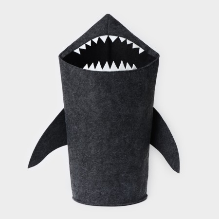 Funny “shark” storage basket, 31 × 26 × 75 cm, dark gray color