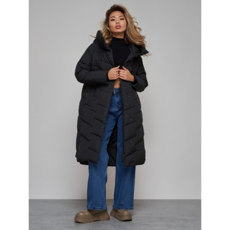 Coat insulated winter female, size 50, black color-15