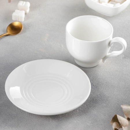 Tea steam porcelain Wilmax, 2 items: a cup 220 ml, a saucer d = 14.2 cm, white color-1