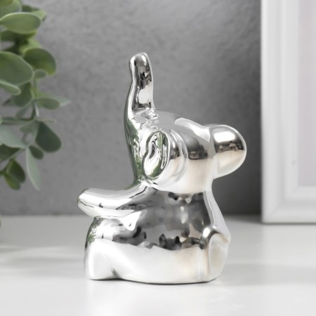 Souvenir Ceramics "Elephant sits" silver 4.5x5x10 cm-2