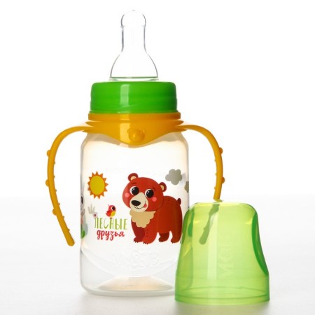 A bottle of feeding "Forest Friends", classic throat, 150 ml., 0 months, cylinder, with handles-2