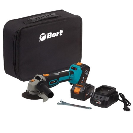 Corner grinder Bort BWS-18LI-125, battery, 18 V, 2x4 Ah, Li-Ion, 125x22.2 mm-8