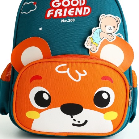Children's backpack 24.5*11*32, lightning department, 3 n/k, bear, green/orange-2