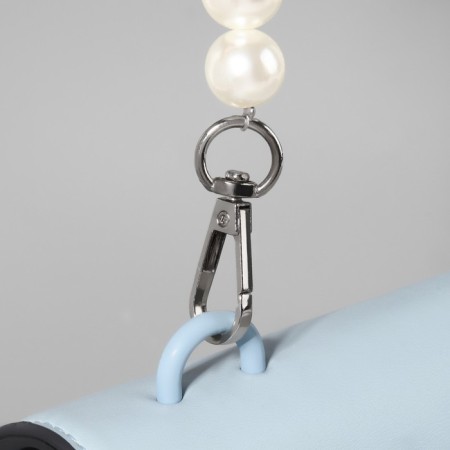 Handle for a bag, pearl beads, d = 12/14/16 mm, 39 cm, white/silver color-5