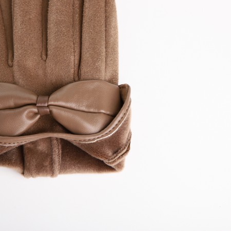 Gloves are female, dimensionless, without insulation, beige color-4