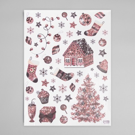 New Year sticker interior color "Pink Christmas tree" 30x40 cm-2