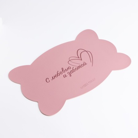 Formal bone rug for a bowl, 39.5 x 25 cm, pink-2