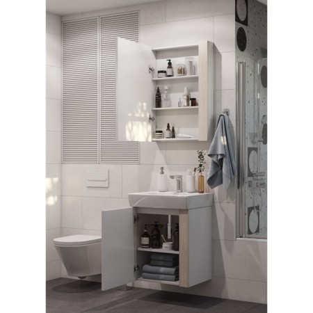 Tumbling under the Aquaton Country sink, 55 cm, white color, oak Verona-5
