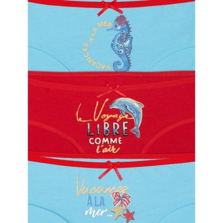Panties for girls, height 152 cm, azure color, coral, azure, 3 pcs-1