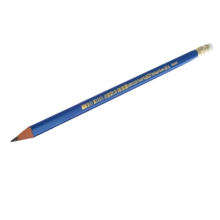 Chernographic pencil (simple) HB, BIC EVOLUTION TRIANGLE, sharpened, plastic, with an eraser, trihedral, blue case-1