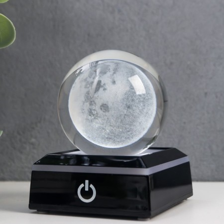 Souvenir glass backlight "Earth" d = 6 cm LED stand from 3AAA, USB wire 9x7x7 cm-2