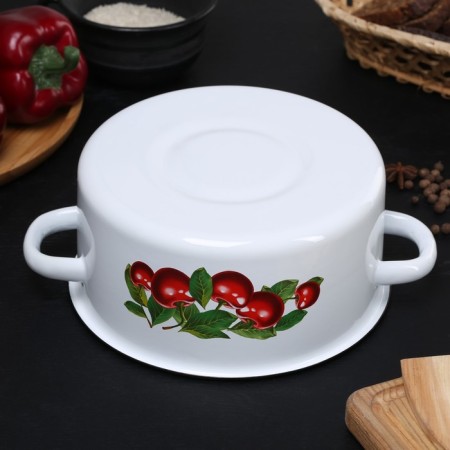 Pan, 2 l, metal cover, plastic handle, induction, mixture mix, white color-2
