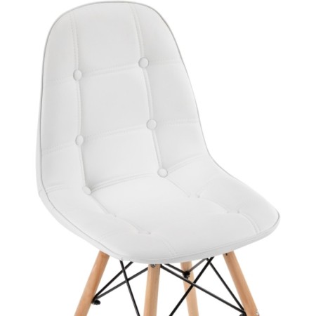 Wooden chair Kvadro array of beech/metal/eco -leather, natural/white 45x49x85 cm-4