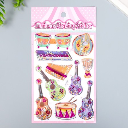 The sticker Plastic volumetric with glitter "Cars/Music" gold/silver mix-1